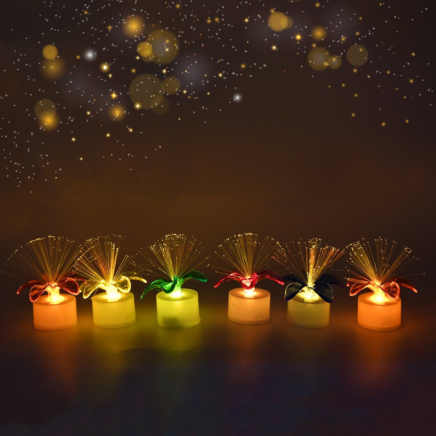 Fiber Optic Light, Mini Color Change LED Table Centerpieces, Light Up Candle, Diwali - Pack of 12 Fiber Optic Light, Mini Color Change LED Table Centerpieces, Light Up Candle, Diwali - Pack of 12